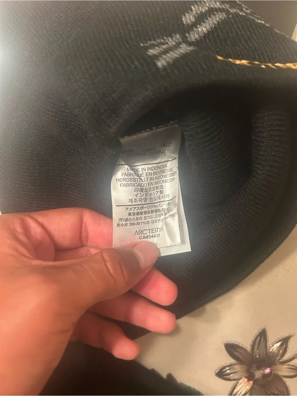 Arc'teryx Black Beanie with Gray Skeleton Graphic